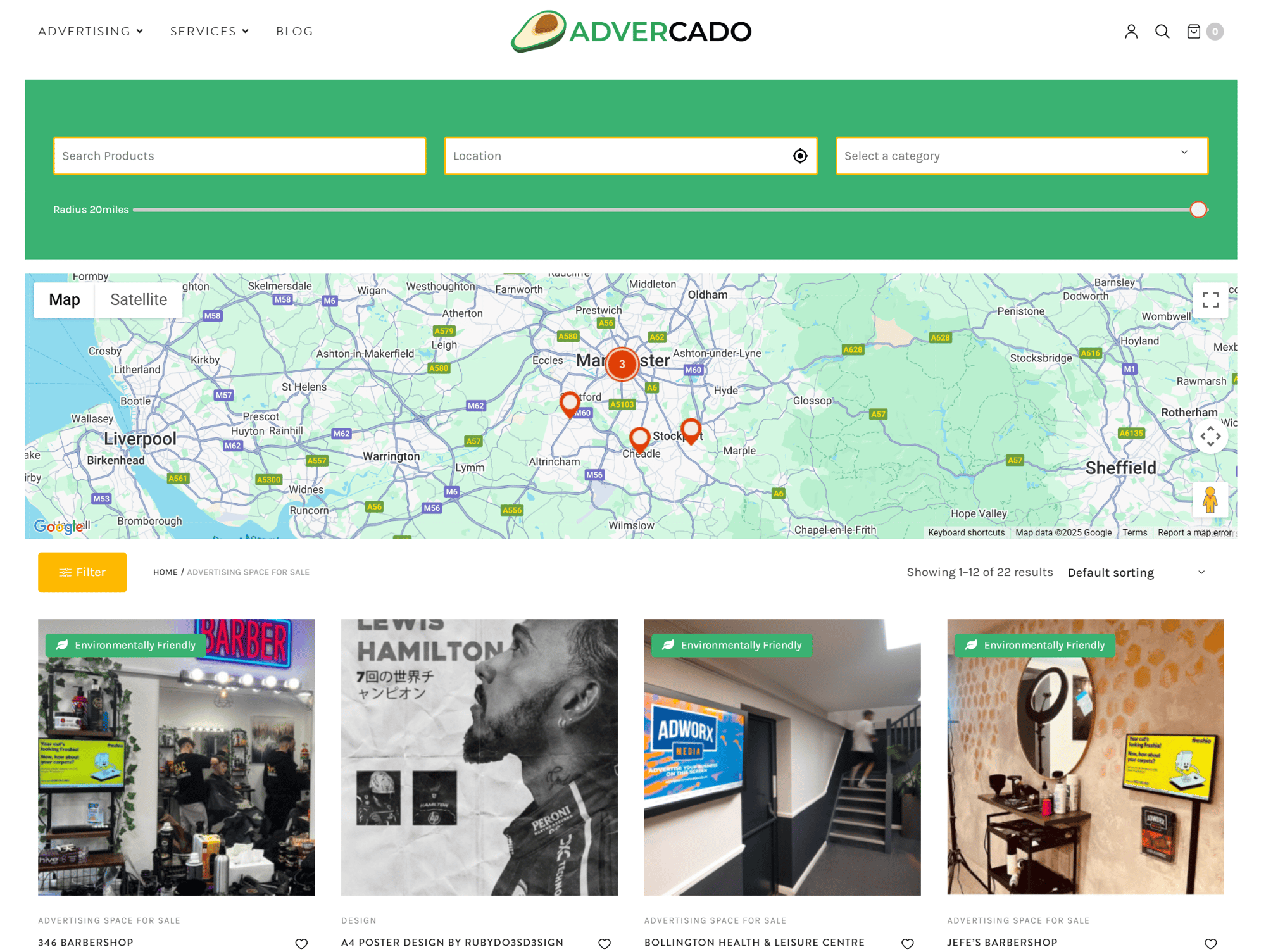 Advercado.co.uk search page